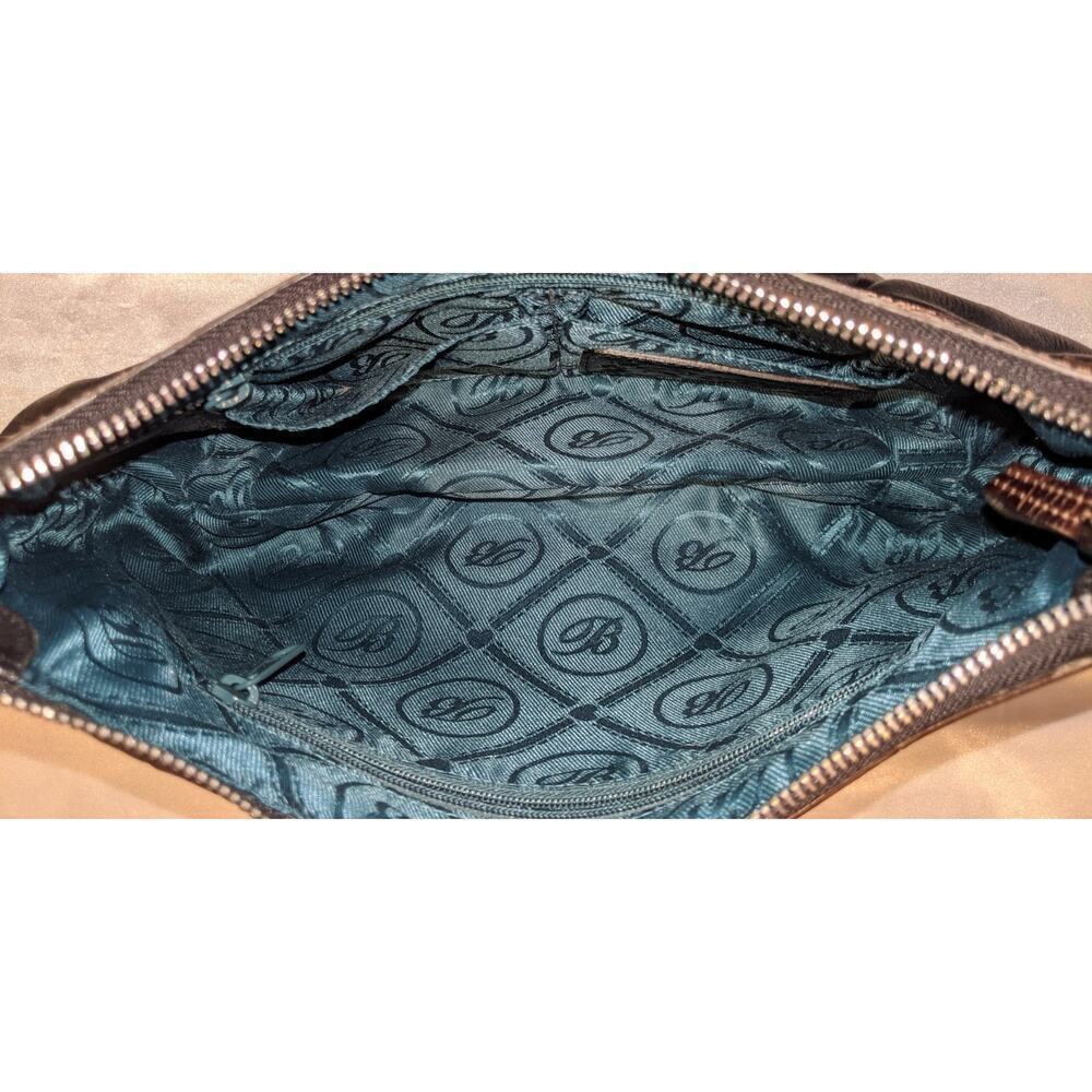 Brighton Croc Embossed Leather Hobo Shoulder Bag Handbag Black/Brown EUC 8x12x3 - Picture 11 of 12